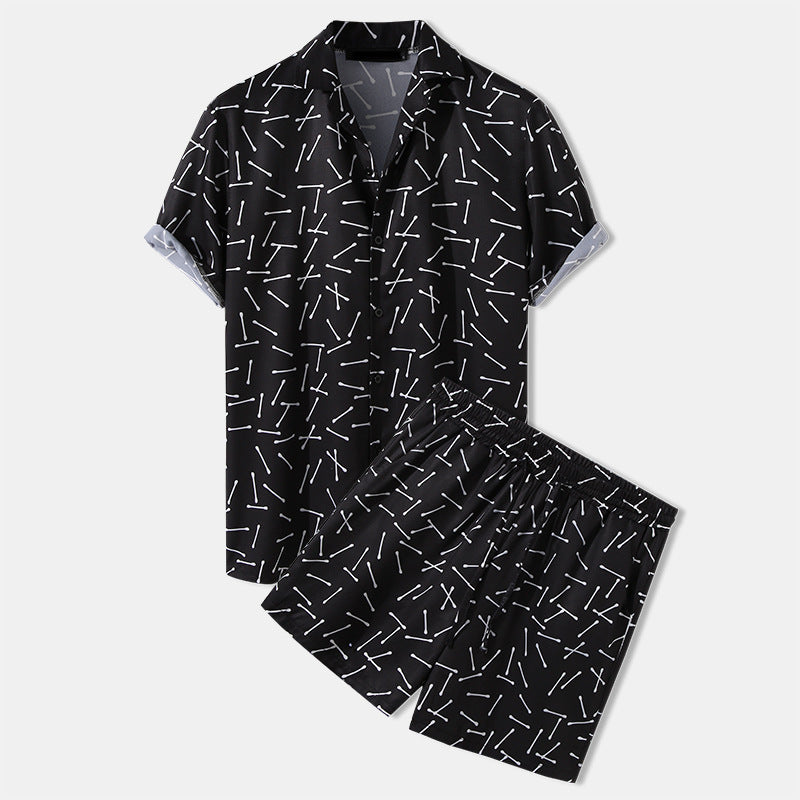 Herren-Set aus Viskosemischung mit Kurzarmhemd und Shorts