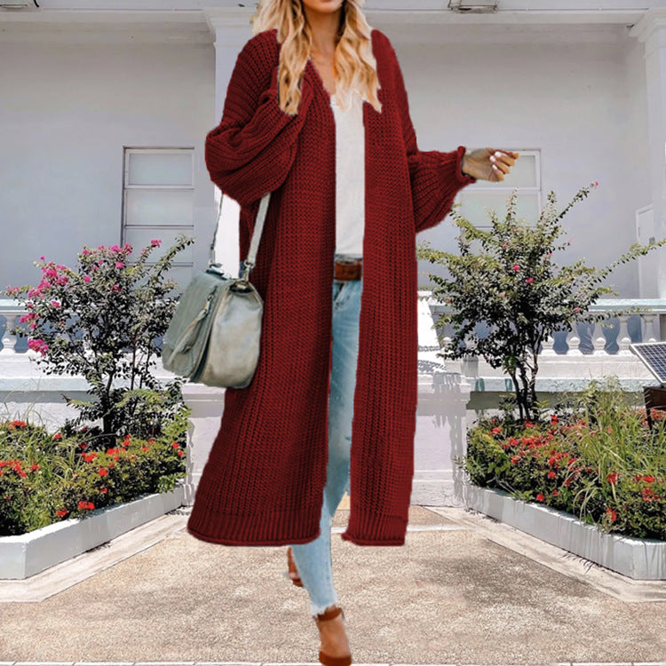Damen Großer Strickmantel mit weitem Schnitt und tiefen Taschen EB