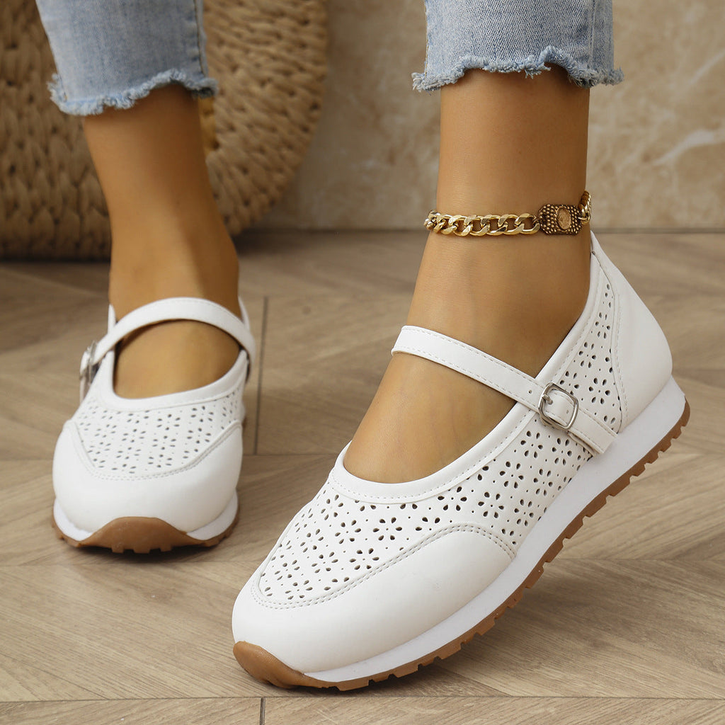 Damen Atmungsaktive Ballerinas mit dekorativem Lochdesign EB