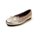 Damen Ballerinas mit schimmerndem Metallic-Obermaterial und Zierperlen EB