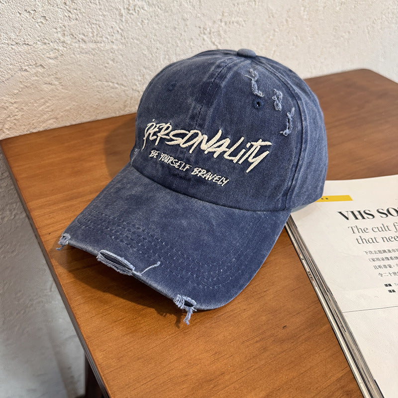 Verstellbare Baseballkappe aus Distressed-Denim