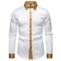 Herren Elegantes Langarmhemd mit Satin-Details EB