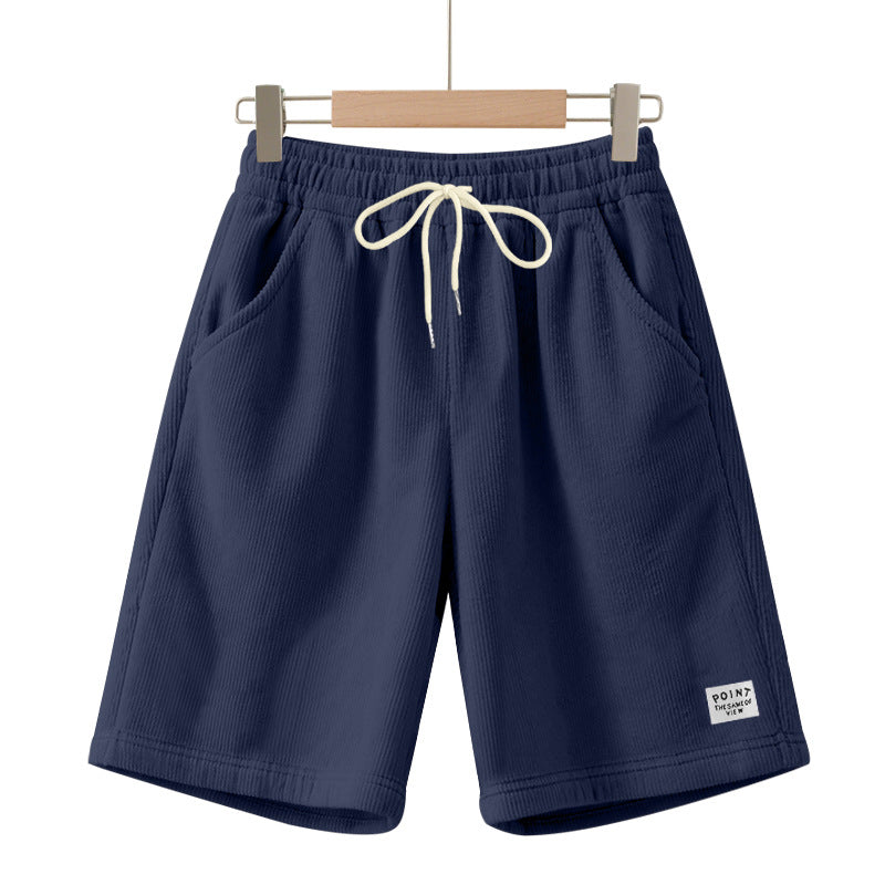 Knielange Lounge-Shorts für Herren in Rippenstruktur mit Kordelzug