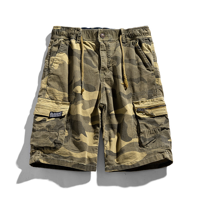 Herren-Camouflage-Cargo-Shorts mit elastischem Bund
