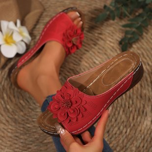Damen dekorative Pantoletten mit floralem Design und komfortabler Fußbettung EB