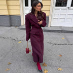 Damen eleganter Wollmantel mit strukturiertem Design und praktischen Taschen EB