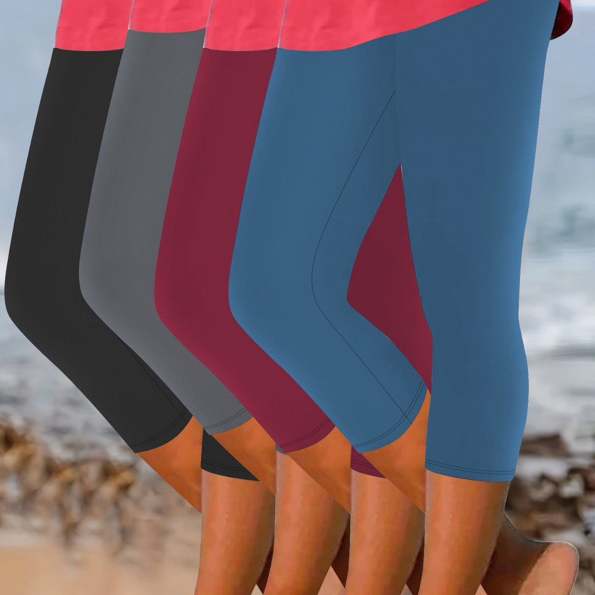 Damen-Capri-Biker-Shorts mit hohem Bund und Kompression