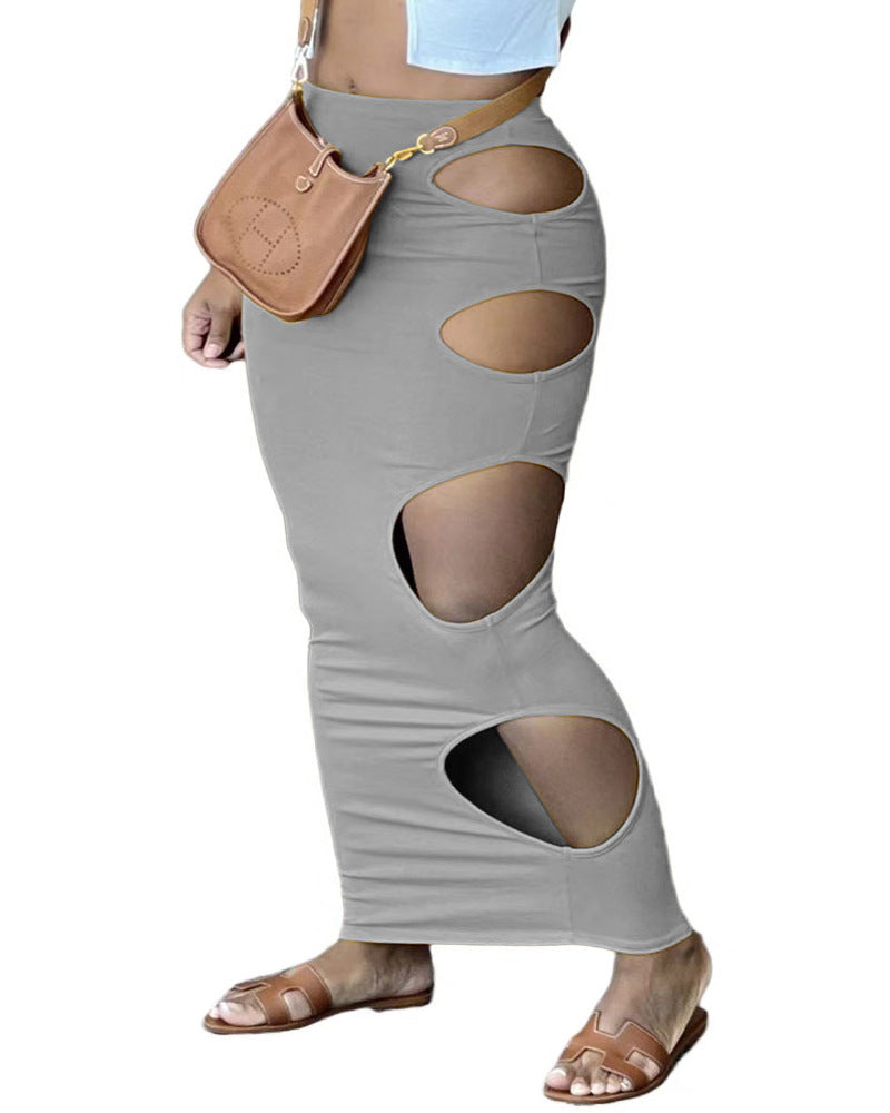 Damen Maxirock mit innovativen Cut-Outs und elastischem Bund EB