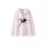 Damen Kapuzenjacke mit kreativem Spinnenmotiv und praktischem Reißverschluss EB