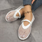 Damen Ballerinas mit modischem Netzdesign und dekorativem Riemchen EB