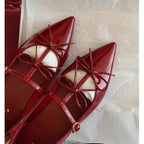 Damen Ballerina-Schuhe mit verspieltem Schleifendetail und eleganter Lackoberfläche EB