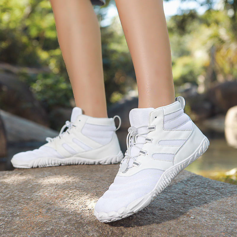 Unisex nan knöchelhoher barfußähnlicher Wassersportschuh mit Schnellzug-Schnürung und flexibler Profilsohle EB