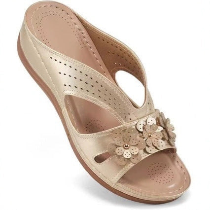 Damen Bequeme Fußbett-Sandalen mit modischem Blumen-Design EB