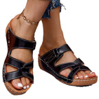 Damen Bequeme Keil-Sandalen mit verstellbaren Riemen EB