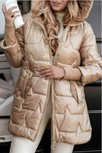 Damen Integrierte Kapuzenjacke mit steppendem Design EB