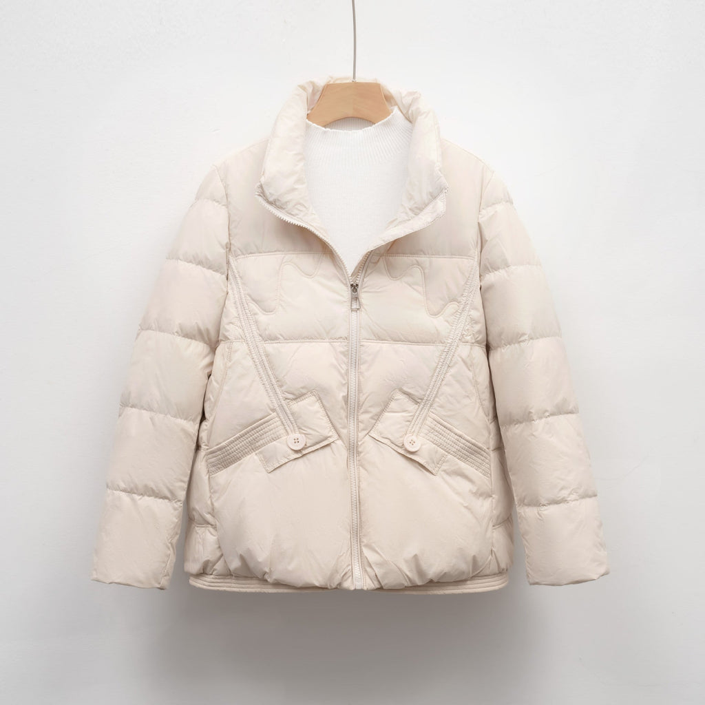 Damen gesteppte Winterjacke mit praktischen Taschen und hohem Kragen EB