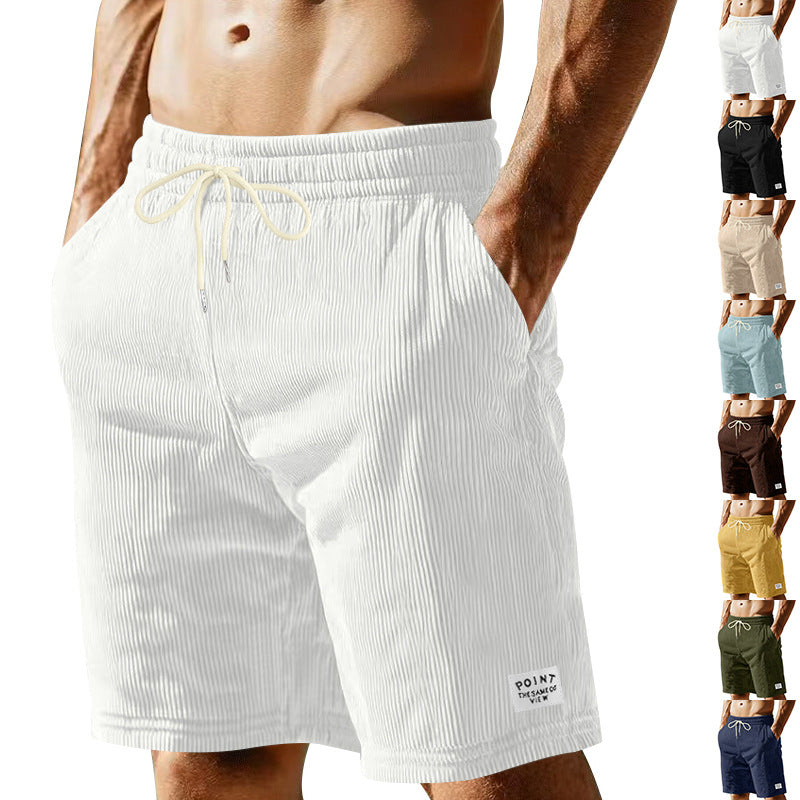 Knielange Lounge-Shorts für Herren in Rippenstruktur mit Kordelzug