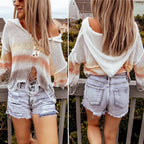 Damen Jeans-Shorts mit modischen Destroyed-Details und hohem Taillenbund EB