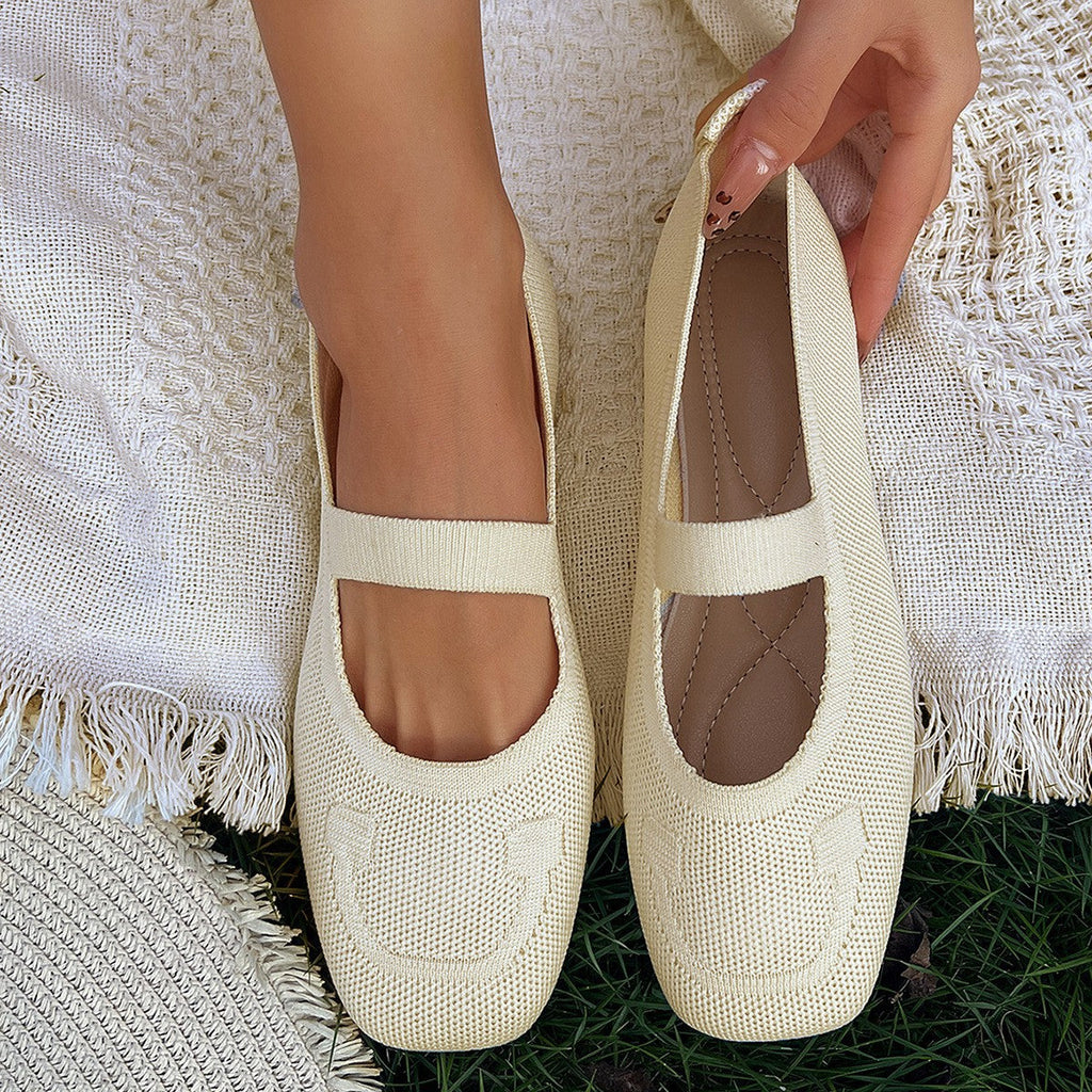 Damen Ballerinas mit elastischem Riemen und komfortablem Fußbett EB