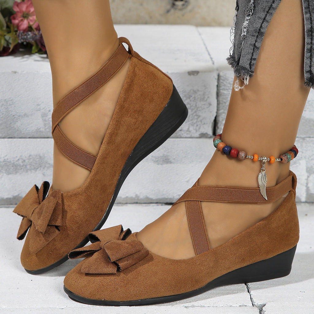 Damen Ballerina-Schuhe mit verstellbaren Riemen und elegantem Schleifendetail EB