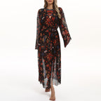 Damen eleganter Strandkimono mit floralem Muster EB