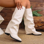 Damen Elegante, knöchelhohe Stiefeletten aus weichem Kunstleder mit modischem Falten-Design EB