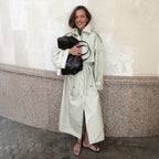 Damen Modischer Trenchcoat mit breitem Gürtel und weiten Ärmeln EB