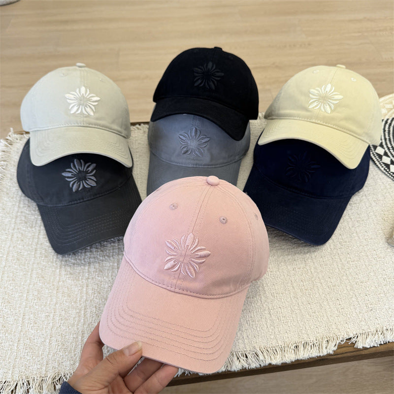 Baseballkappe mit Blumenstickerei für Damen