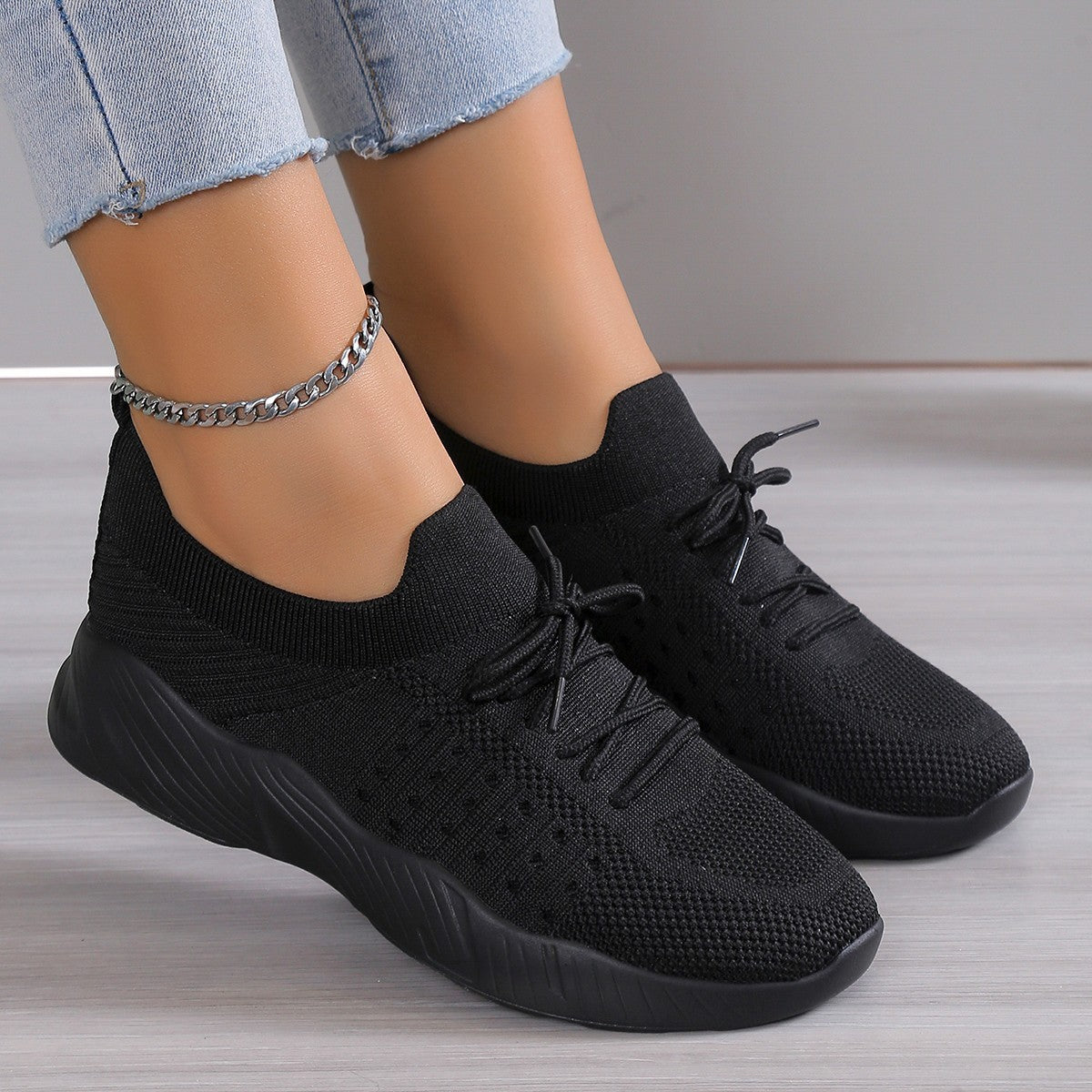 Damen atmungsaktive Slip-On Sportschuhe mit flexiblem Obermaterial EB