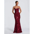 Damen Elegantes Abendkleid mit floralem Spitzenmuster und figurbetontem Schnitt EB