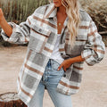 Damen Flanell Overshirt mit kariertem Muster und praktischen Brusttaschen EB
