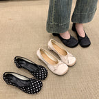 Damen Ballerinas mit punktemuster und komfortablem Blockabsatz EB