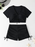 Damen sportliches Crop-Top und Shorts-Set EB