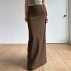 Damen Eleganter Midi-Rock mit seitlichem Schlitz und elastischem Bund EB