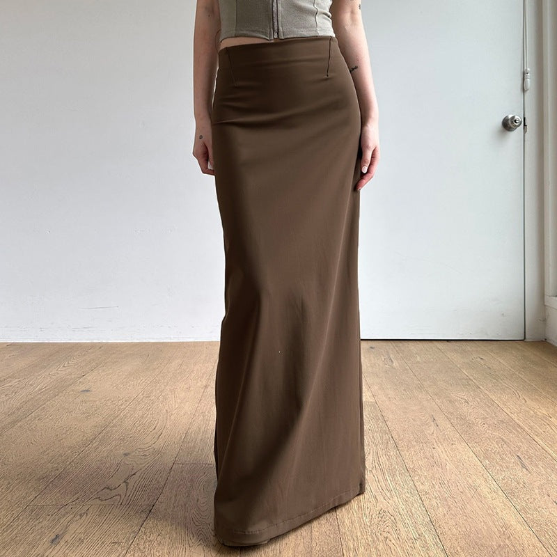 Damen Eleganter Midi-Rock mit seitlichem Schlitz und elastischem Bund EB