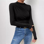 Damen Elegantes Longsleeve Shirt mit Raffungen EB