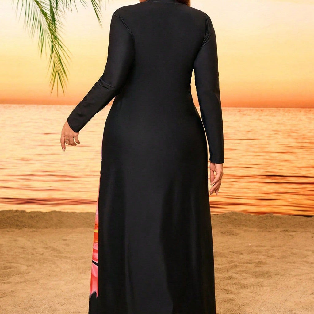 Damen Elegantes Maxikleid mit floralem Druck und langem Arm EB
