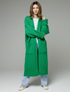 Damen Langer Strickmantel mit praktischen Taschen und strukturiertem Design EB