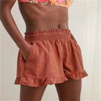 Damen lässige Sommer-Shorts mit elastischem Bund und voluminösem Saum EB