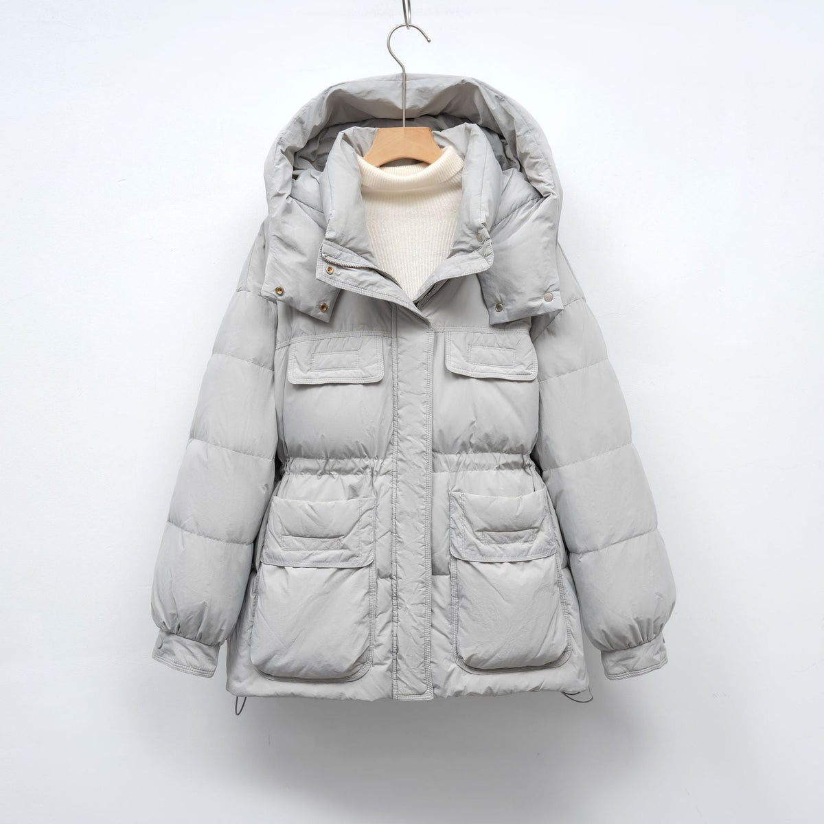 Damen gesteppte Winterjacke mit voluminösem Schnitt und praktischen Taschen EB