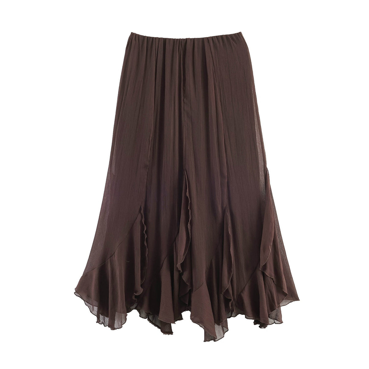 Damen Eleganter, fließender Maxirock mit Volants EB