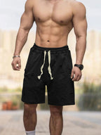 Lässige Herren-Sweatshorts mit elastischem Kordelzug, Seitentaschen und Used-Look