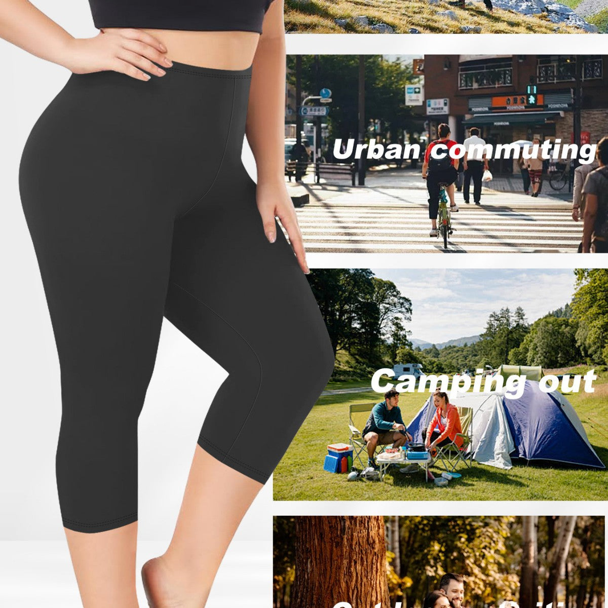 Damen-Capri-Biker-Shorts mit hohem Bund und Kompression