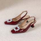 Damen Slingback-Pumps mit funkelndem Schmuckelement EB