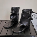 Damen dezente High-Top Sandalen mit dekorativen Schnallen EB