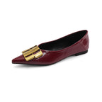 Damen elegante Ballerinas mit goldener Schnallenapplikation EB