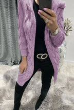 Damen Grobstrick-Cardigan mit Kapuze und Zopfmuster EB