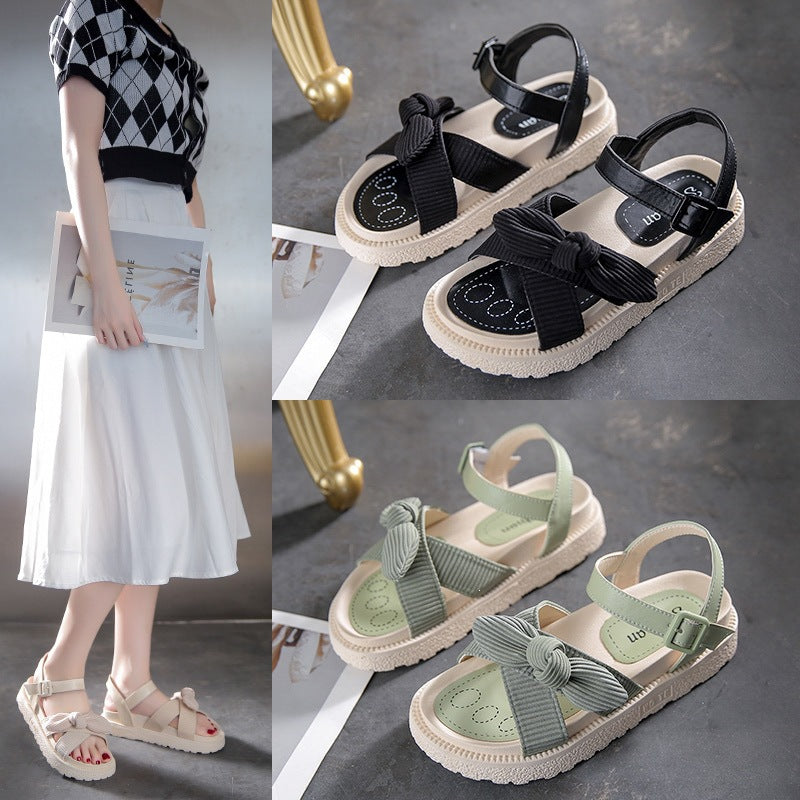 Damen Bequeme Sandalen mit dekorativem Knoten EB