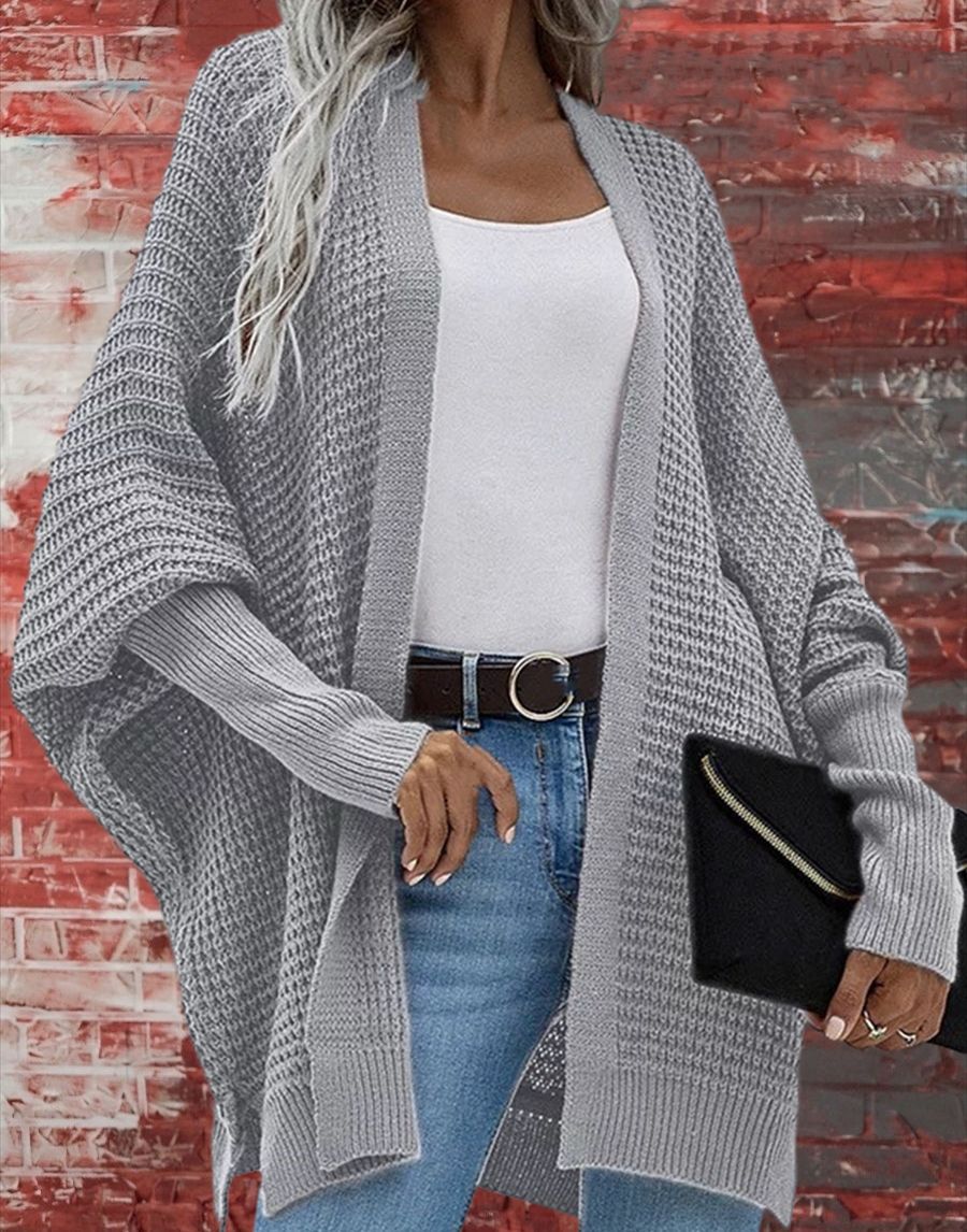 Damen Grobstrick Cardigan im lässigen Design mit weitem Schnitt und feiner Struktur EB