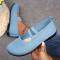 Damen bequeme Ballerinas mit elastischen Riemen und atmungsaktiver Mesh-Oberfläche EB